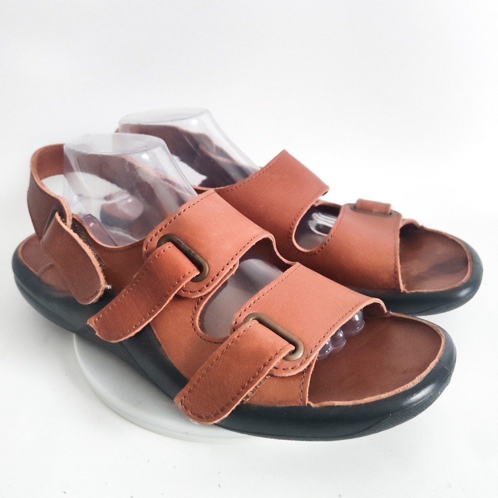 Hammacher Schlemmer Sandals 11 - 11.5 EU Size 45 Walk On Air Leather Strap Brown